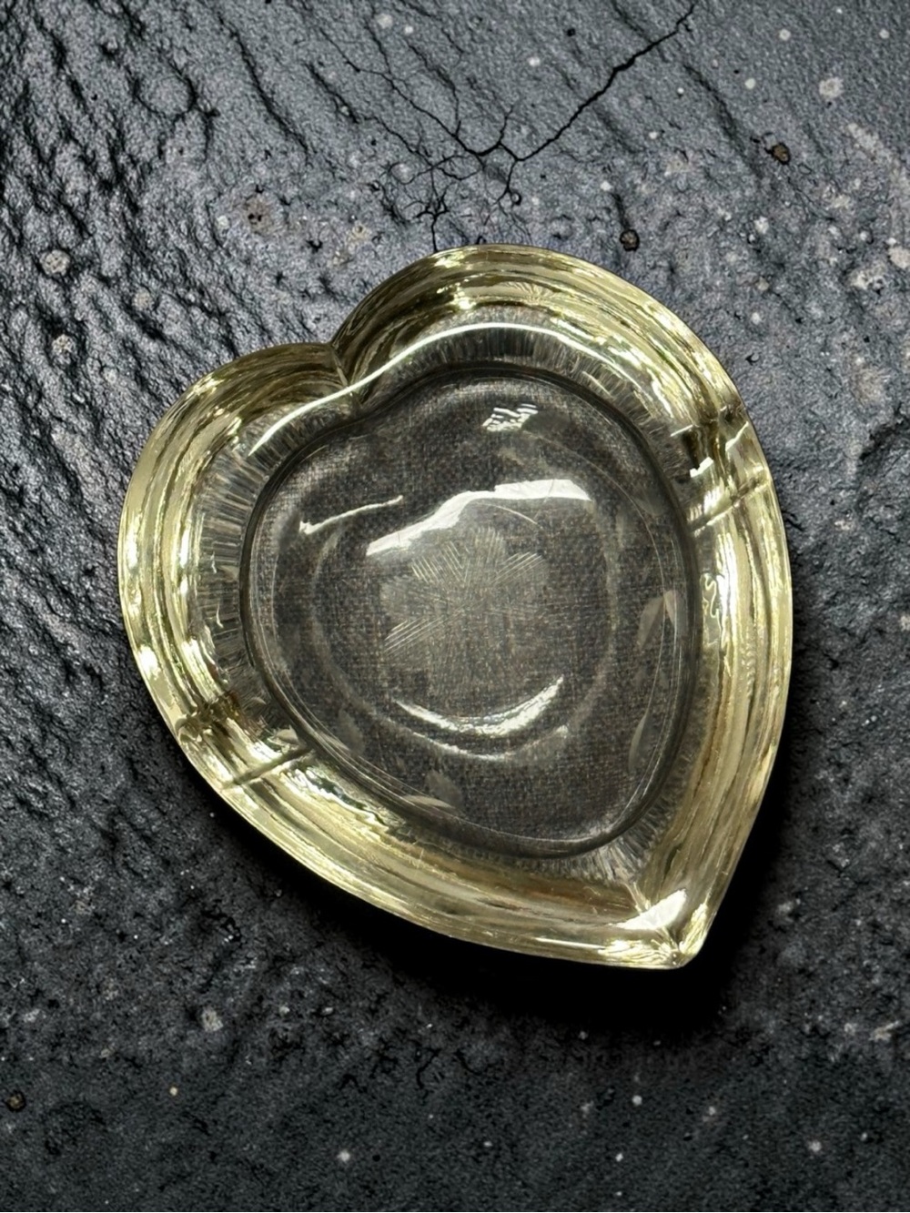 Vintage Heart-Shaped Glass Ashtray